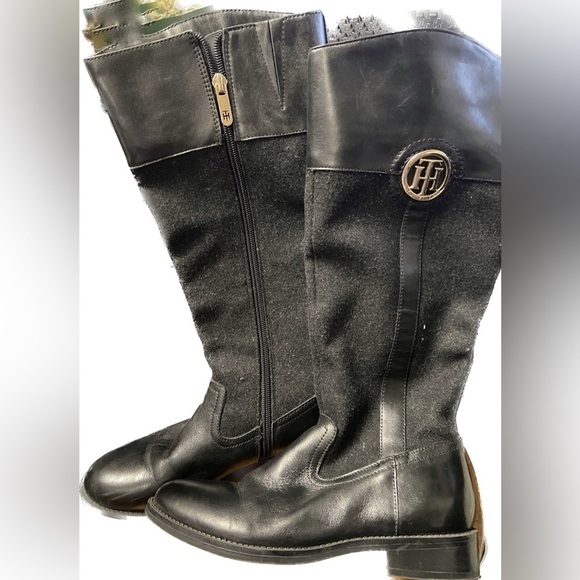 Worn twice Tommy Hilfiger Twilexis Tall Leather & Wool Zip Up Boots size 6 - Picture 2 of 6